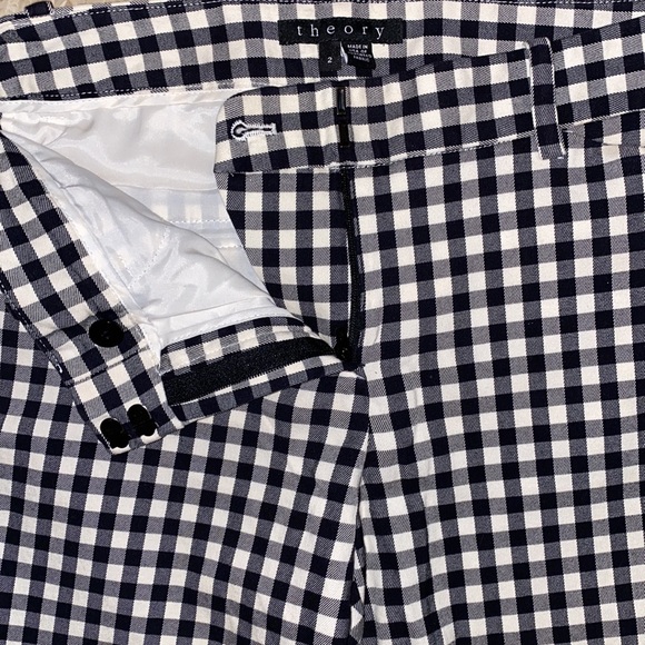 Theory Izelle S. Barnet Check Cropped Pants in Black and White size 2 - Picture 8 of 16